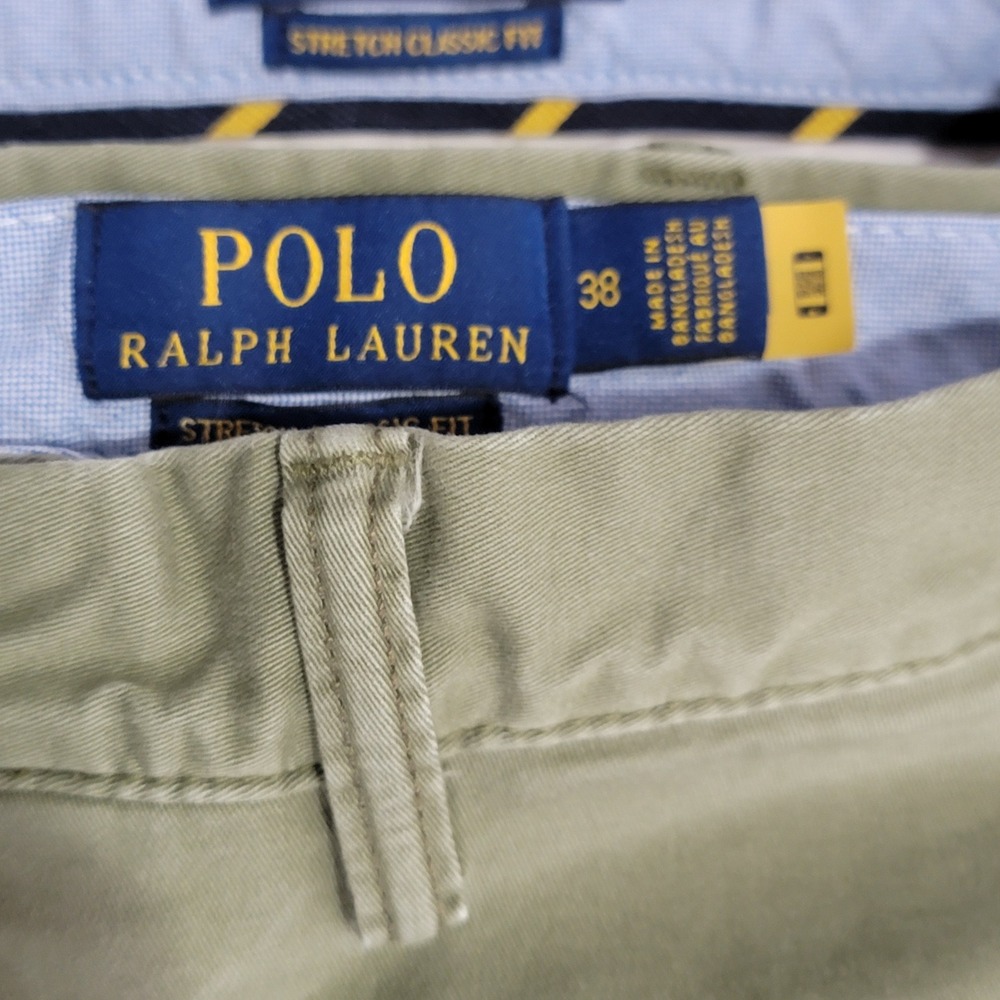 Polo Ralph Lauren Chino Shorts Mens 38 Blue Grey Green Stretch Bundle Preppy Dad - Picture 15 of 16